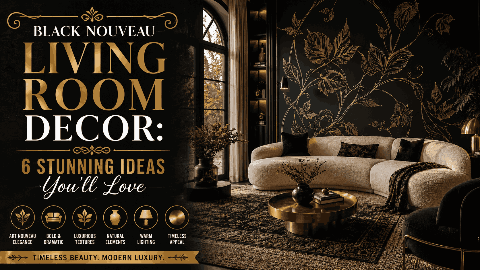 black nouveau living room decor